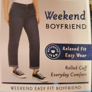 Seven7 weekend boyfriend relaxed fit size 10 medium dark jean denim